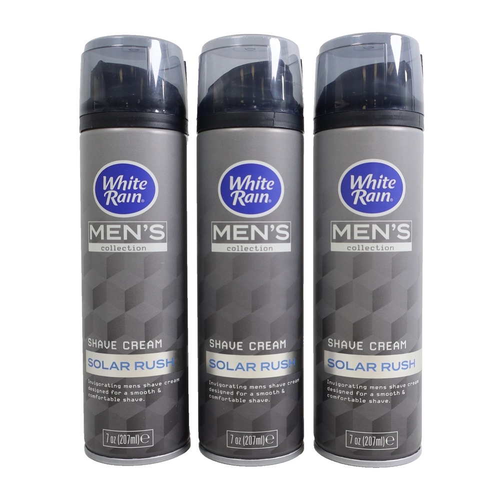 3 PACK White Rain Men's Collection Shave Cream Solar Rush 7 oz Each